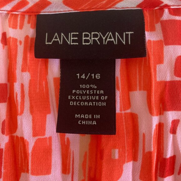 Lane Bryant Red Peasant Blouse Size 14/16 3/4 Sleeve Boho Tunic Top - Picture 6 of 7